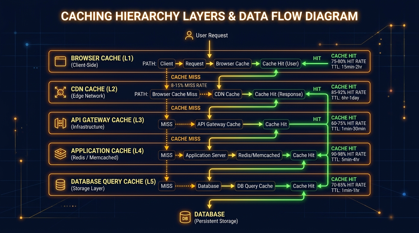 Caching Hierarchy Layers — Browser to Database